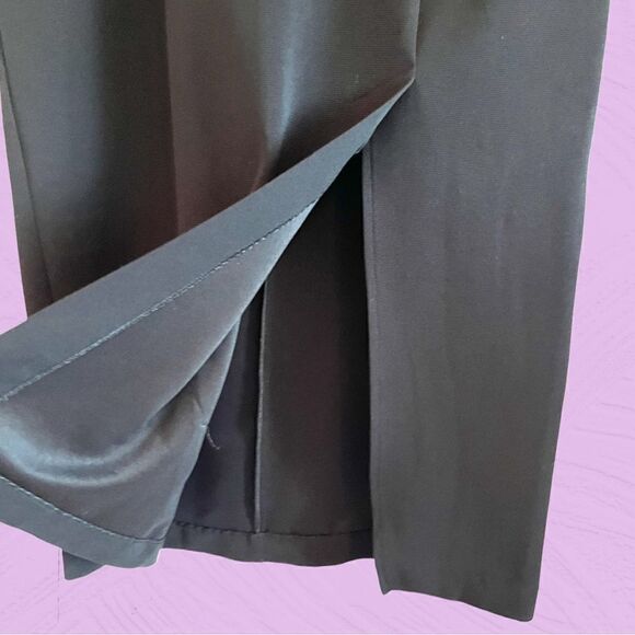 Vintage 90s ribbed midi black skirt with slit - Picture 3 of 10